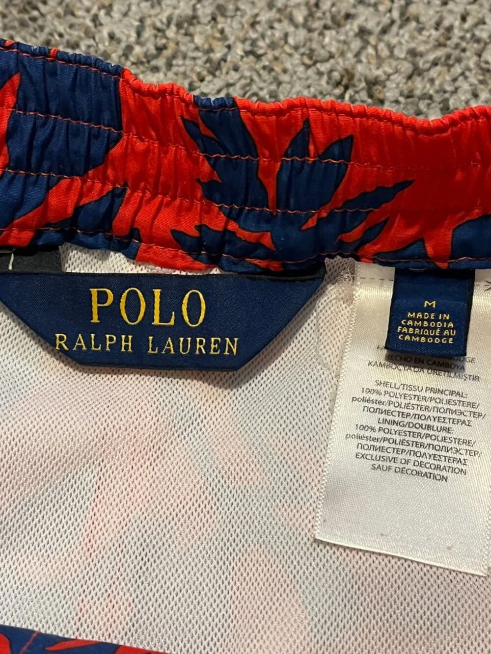 Polo Ralph Lauren Swim Trunk Mens M Red Blue Board Short Mesh Liner Jungle Print